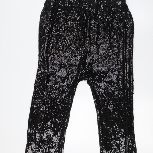 Zara Womens Black Polyester Trousers Size M Regular - Sequins