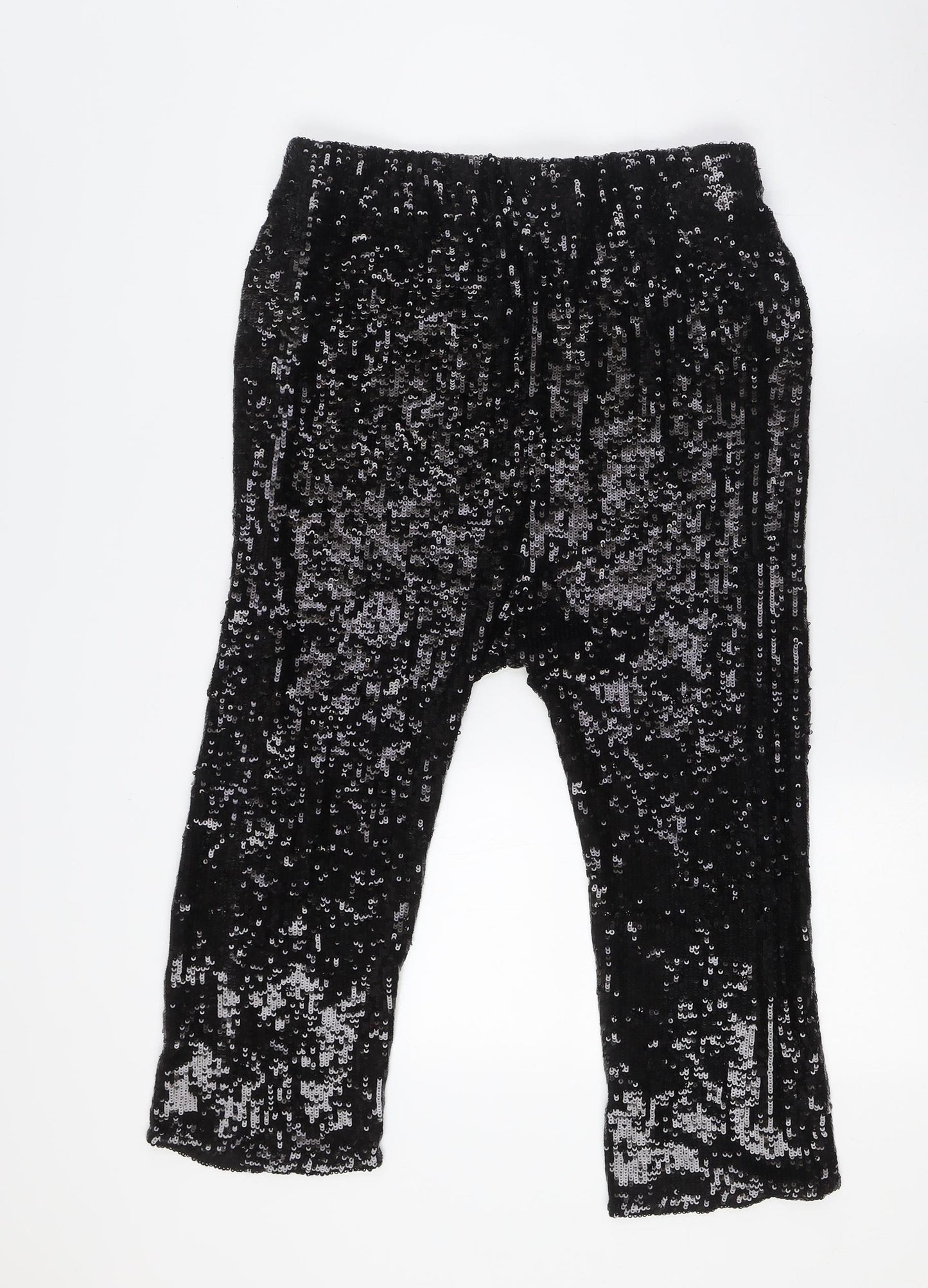 Zara Womens Black Polyester Trousers Size M Regular - Sequins