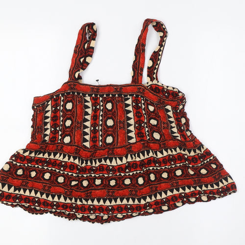 H&M Womens Multicoloured Viscose Camisole Button-Up Size 14 Square Neck - Peplum