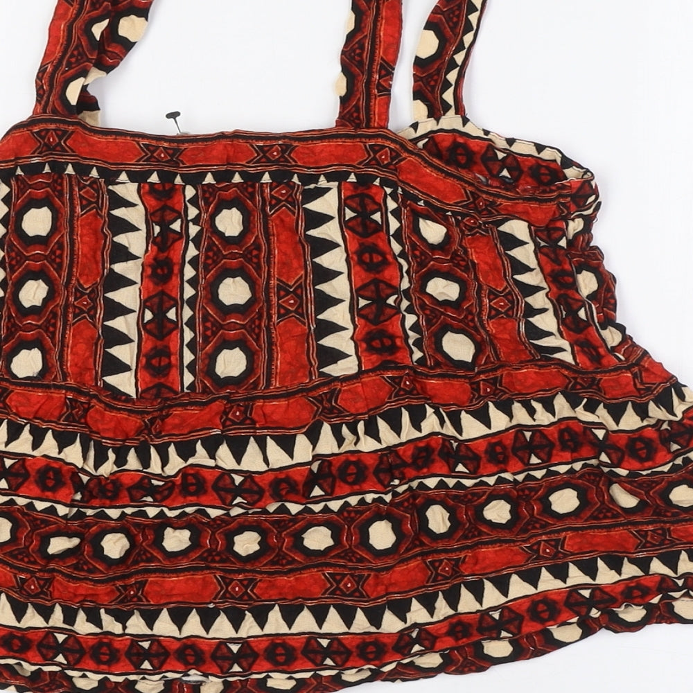 H&M Womens Multicoloured Viscose Camisole Button-Up Size 14 Square Neck - Peplum