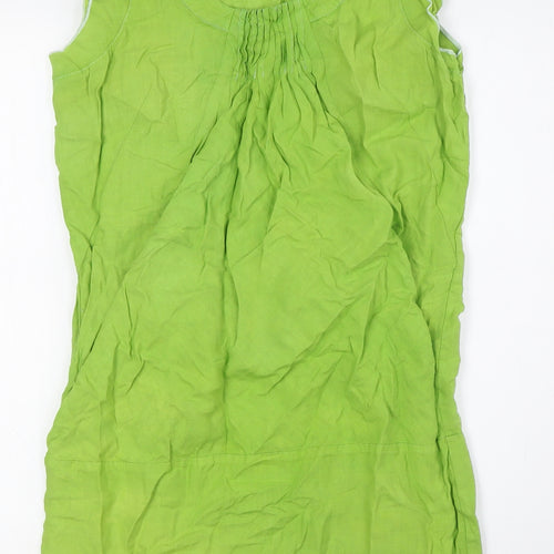Kookai Womens Green Linen A-Line Size 10 Scoop Neck - Pockets