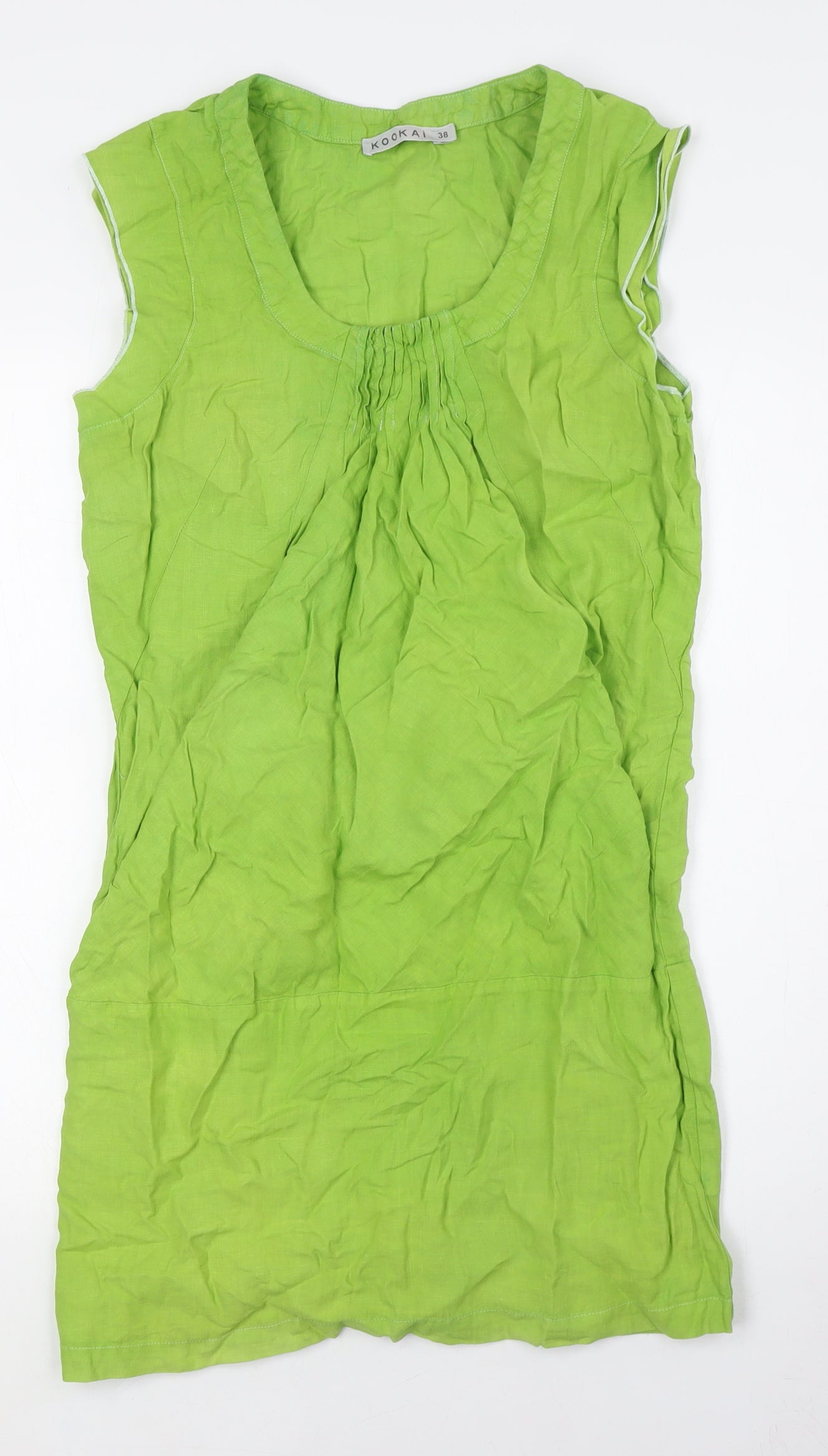 Kookai Womens Green Linen A-Line Size 10 Scoop Neck - Pockets