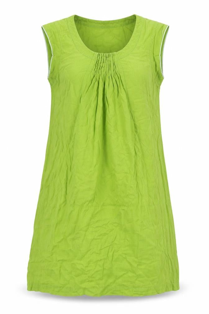 Kookai Womens Green Linen A-Line Size 10 Scoop Neck - Pockets