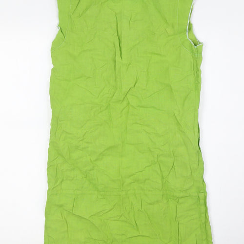 Kookai Womens Green Linen A-Line Size 10 Scoop Neck - Pockets