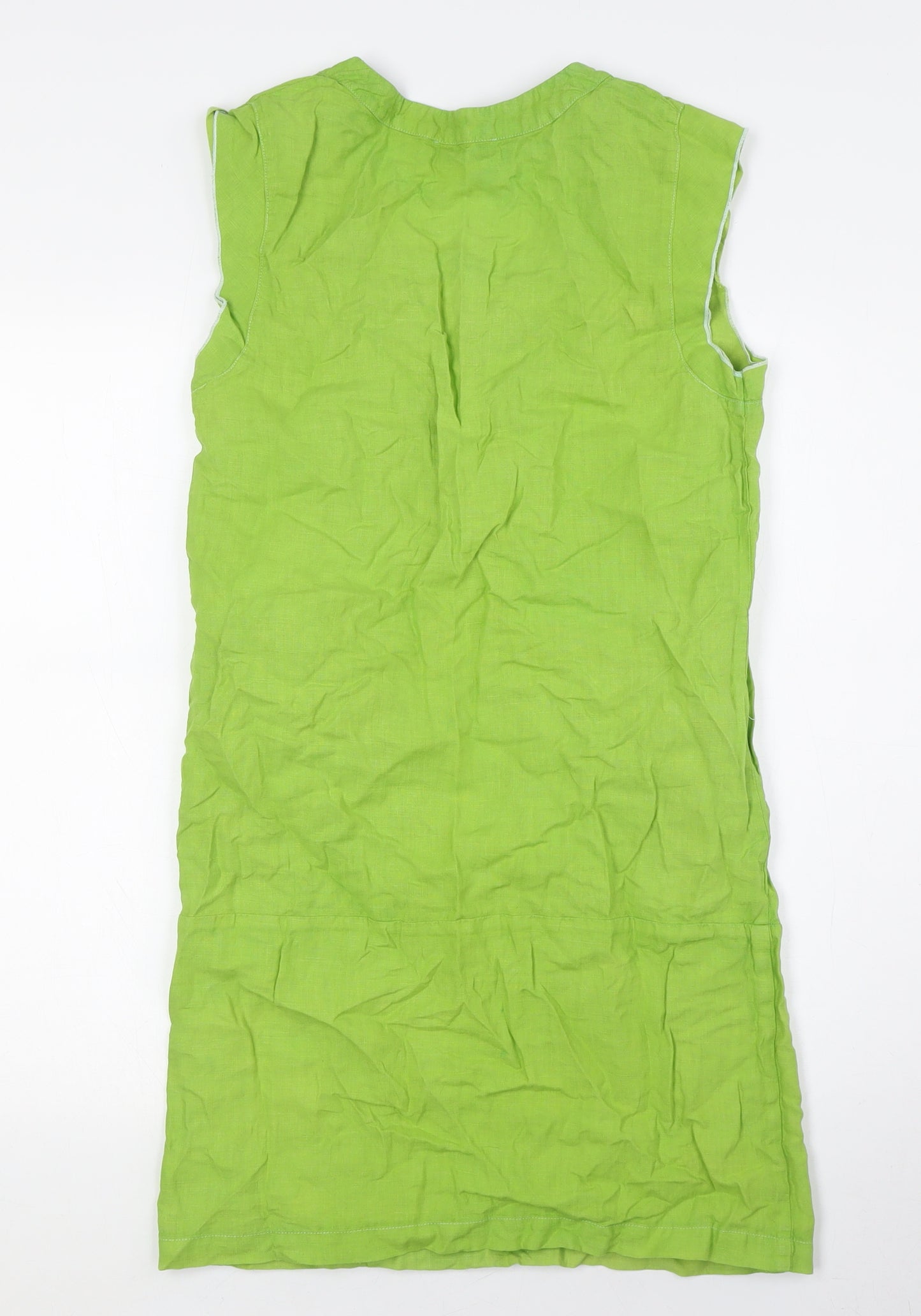 Kookai Womens Green Linen A-Line Size 10 Scoop Neck - Pockets