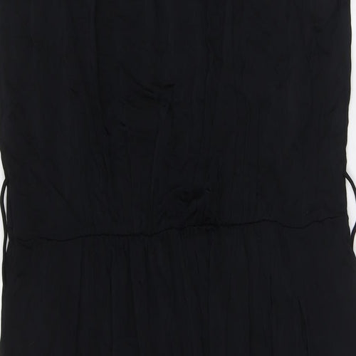 Marks and Spencer Womens Black Viscose A-Line Size 16 Round Neck - Elasticated Waist
