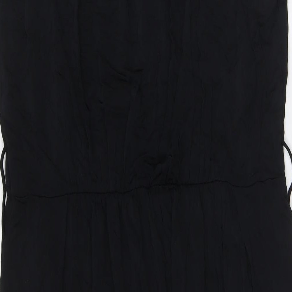 Marks and Spencer Womens Black Viscose A-Line Size 16 Round Neck - Elasticated Waist