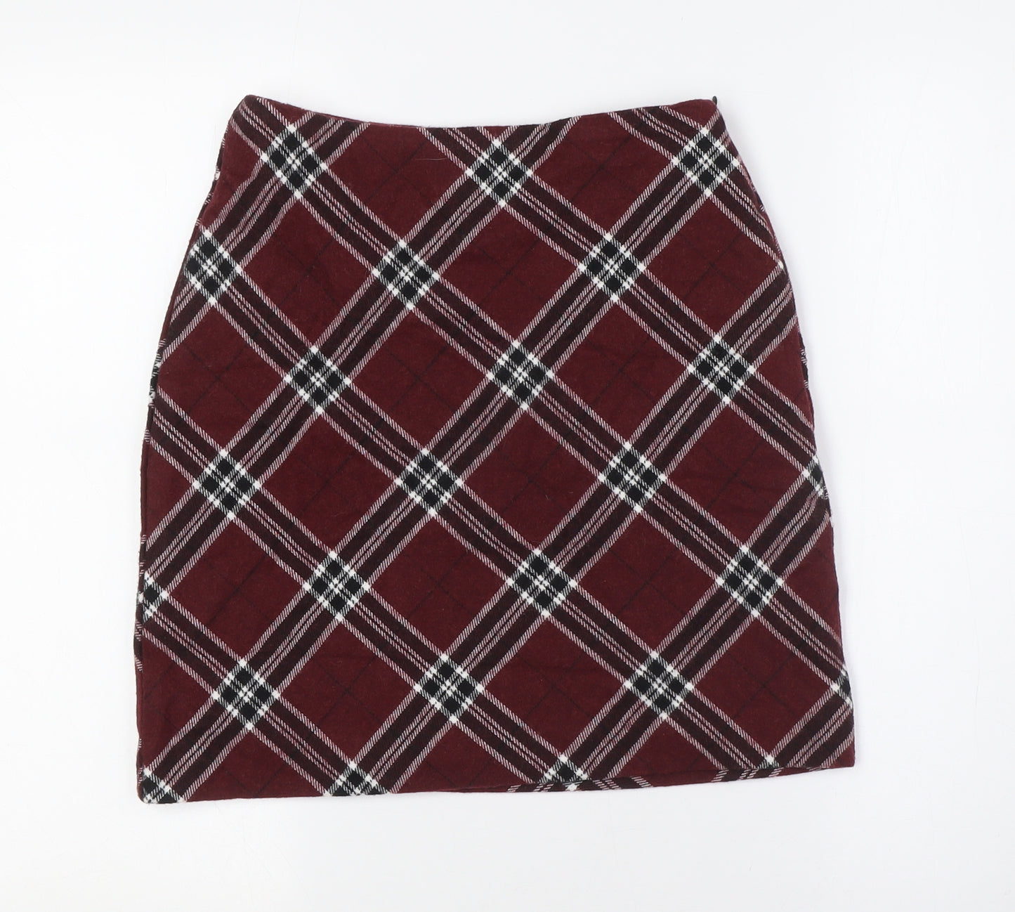 New Look Womens Red Polyester A-Line Skirt Size 6 Zip