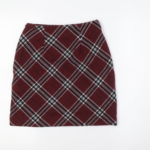 New Look Womens Red Polyester A-Line Skirt Size 6 Zip