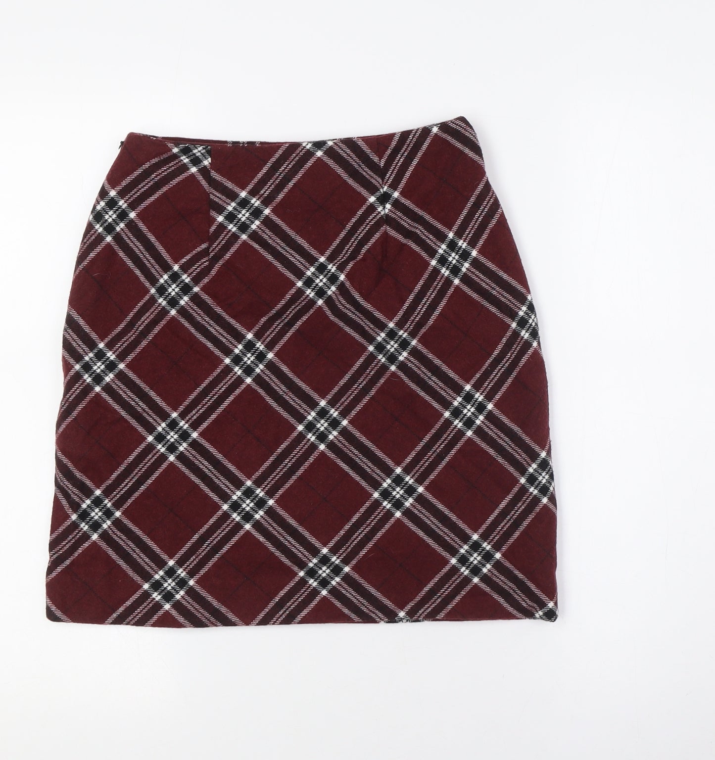 New Look Womens Red Polyester A-Line Skirt Size 6 Zip