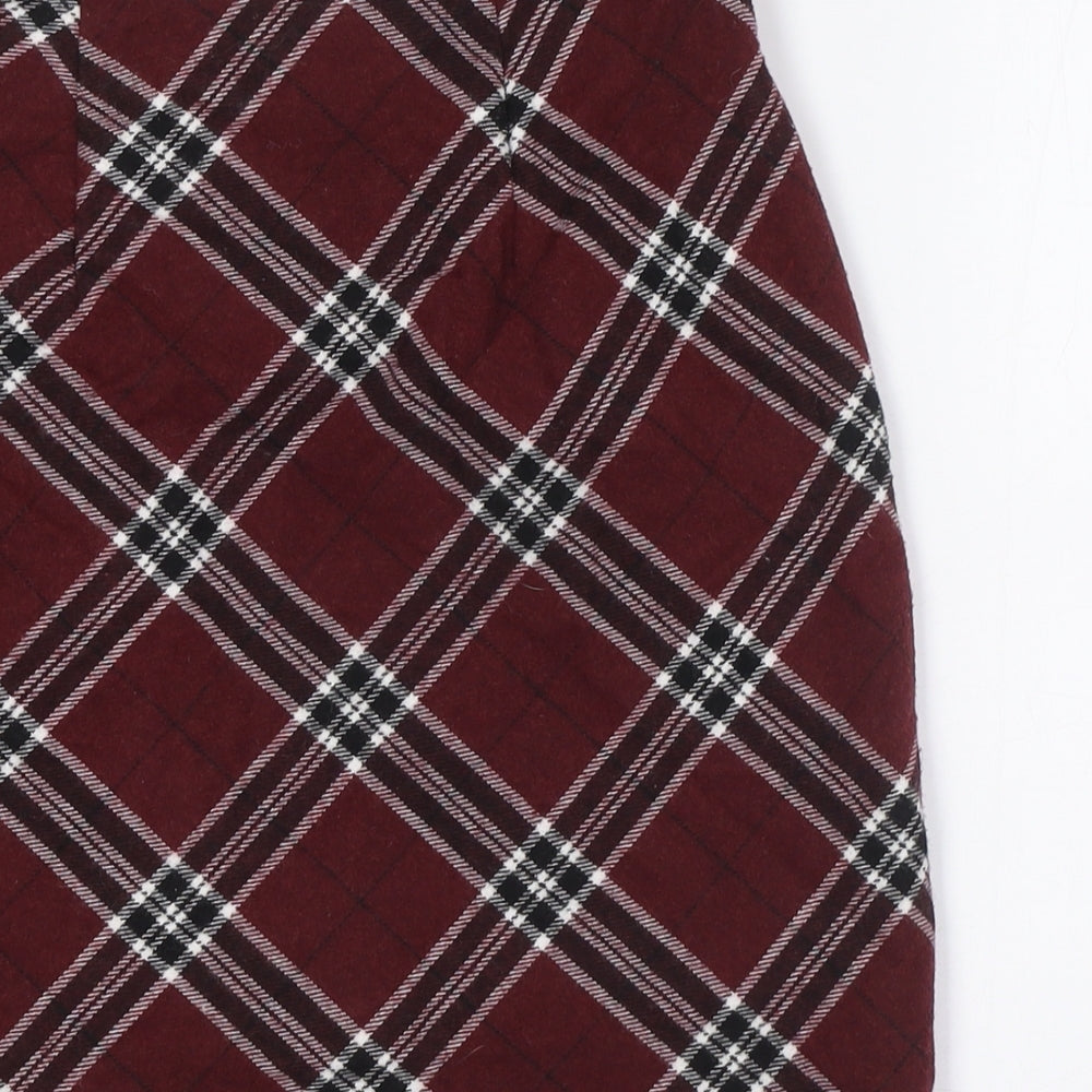 New Look Womens Red Polyester A-Line Skirt Size 6 Zip