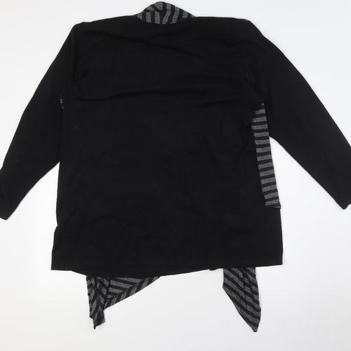 Klass Womens Black Striped Polyester Basic Button-Up Size 2XL Round Neck