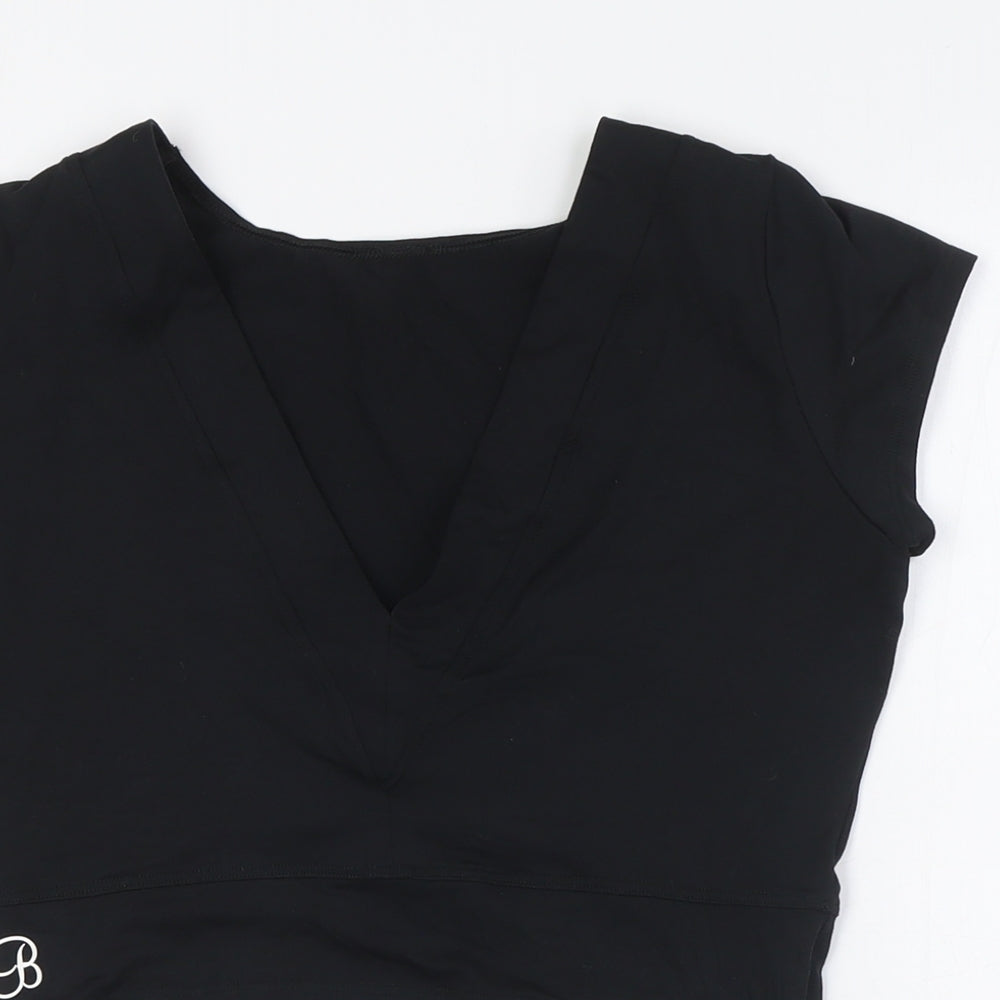 BombShell Womens Black Polyester Cropped Tank Size M V-Neck Tie - Side Tie