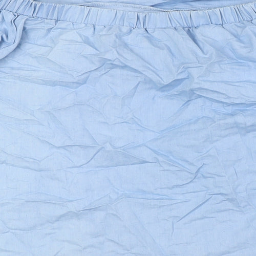 Stella Womens Blue Cotton Basic Button-Up Size 10 Off the Shoulder - Embroidery