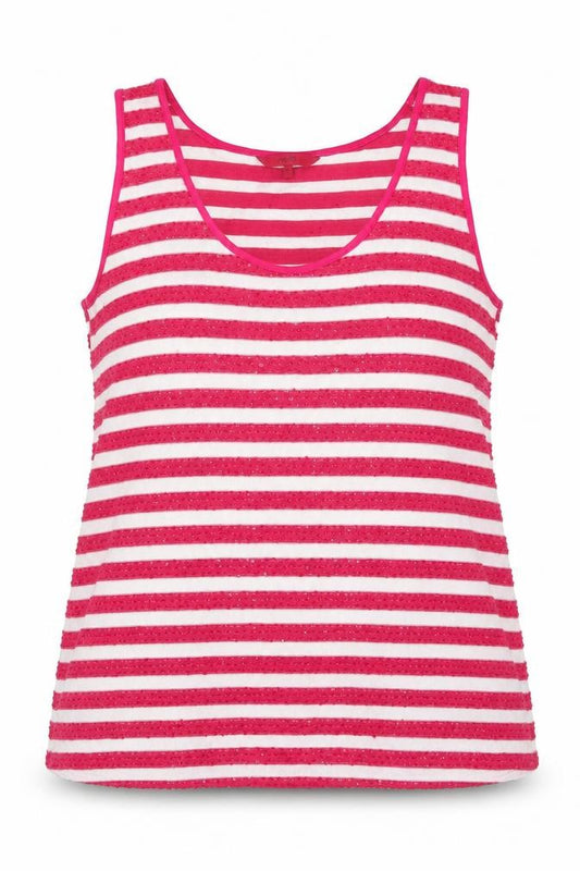 Front view of Next women’s pink striped polyester basic button-up, size UK 18, round neck - sequins