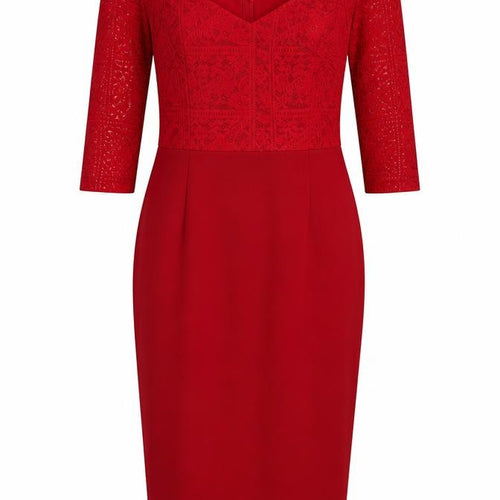 AX Womens Red Polyester Bodycon Size 10 Sweetheart Zip - Lace Top