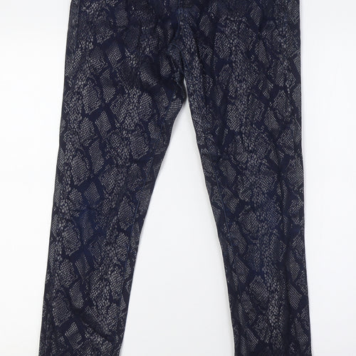 Denim & Co. Womens Blue Animal Print Cotton Skinny Jeans Size 10 L29 in Regular Zip