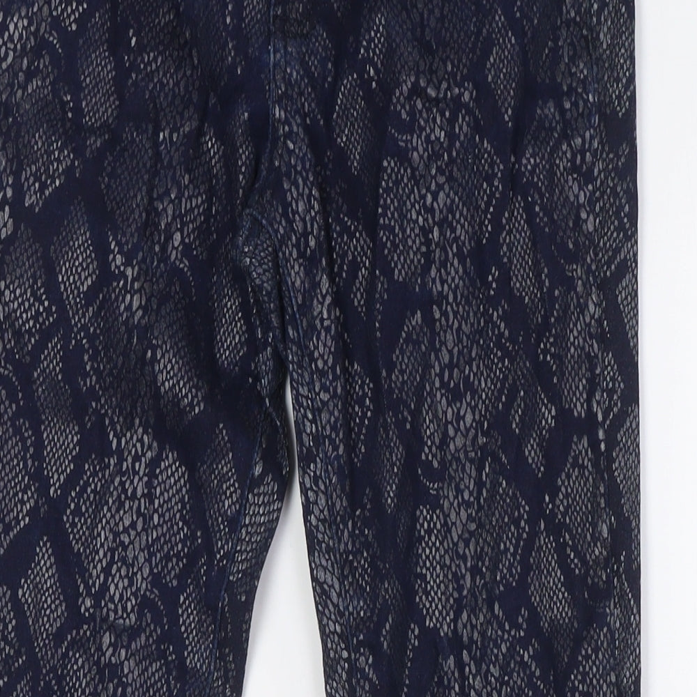Denim & Co. Womens Blue Animal Print Cotton Skinny Jeans Size 10 L29 in Regular Zip