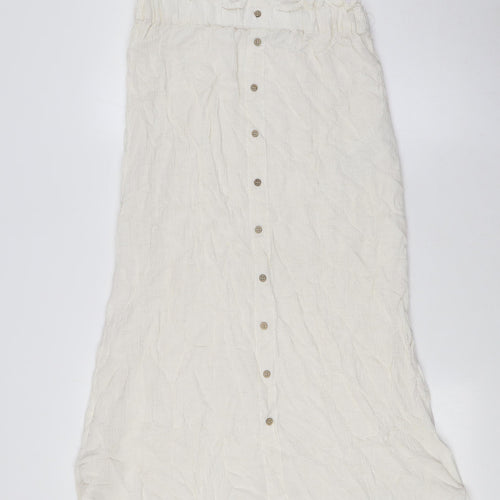 VERO MODA Womens Ivory Viscose A-Line Skirt Size M - Elasticated Waist