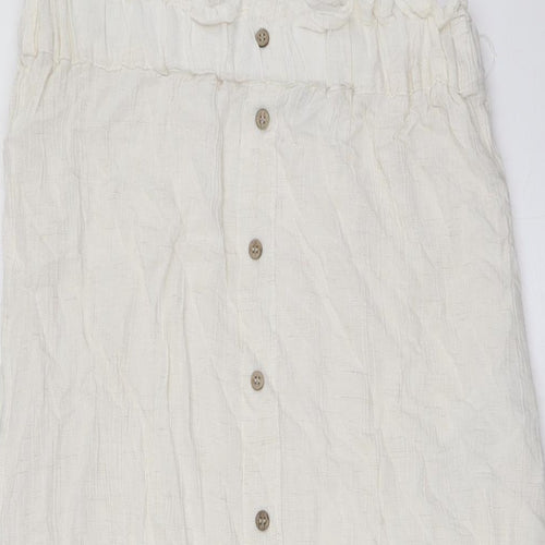 VERO MODA Womens Ivory Viscose A-Line Skirt Size M - Elasticated Waist