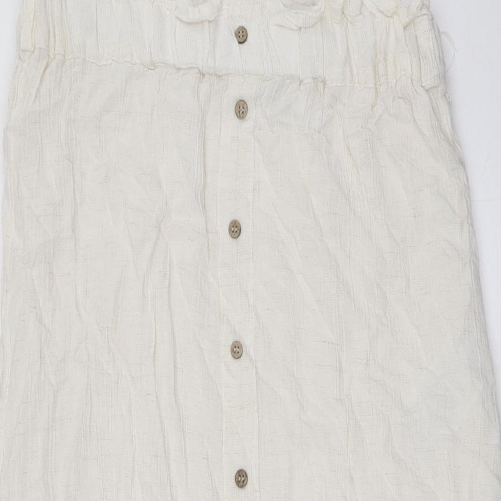 VERO MODA Womens Ivory Viscose A-Line Skirt Size M - Elasticated Waist