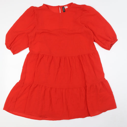 Divided by H&M Womens Red Polyester A-Line Size S Round Neck