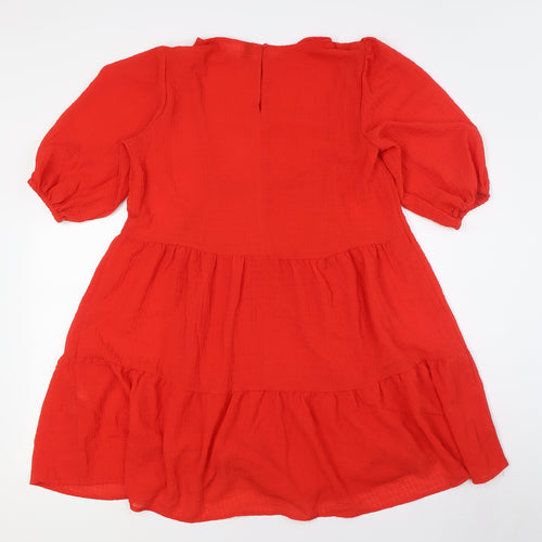 Divided by H&M Womens Red Polyester A-Line Size S Round Neck