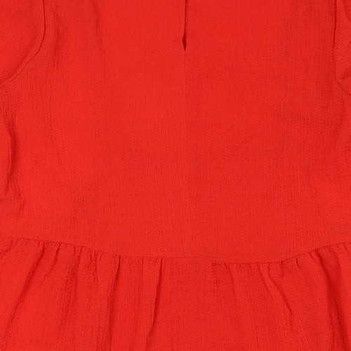 Divided by H&M Womens Red Polyester A-Line Size S Round Neck