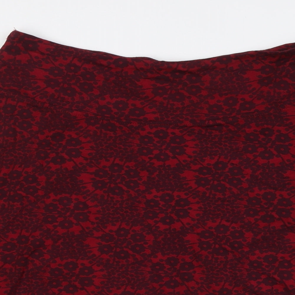 White Stuff Womens Red Floral Viscose A-Line Skirt Size 8