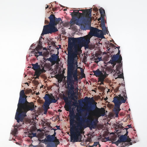 NEXT Womens Multicoloured Floral Nylon Basic Button-Up Size 10 Round Neck