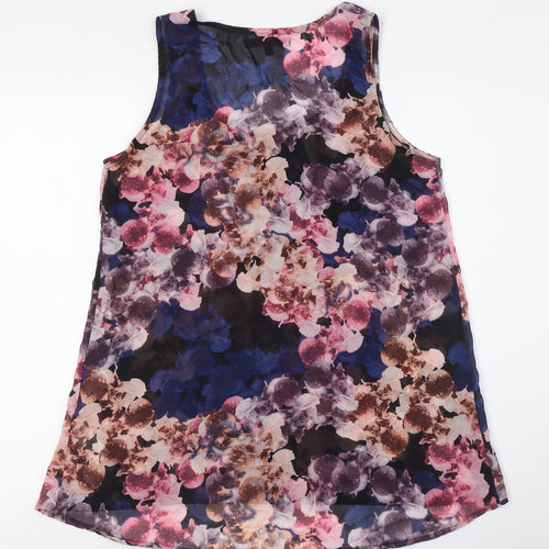 NEXT Womens Multicoloured Floral Nylon Basic Button-Up Size 10 Round Neck