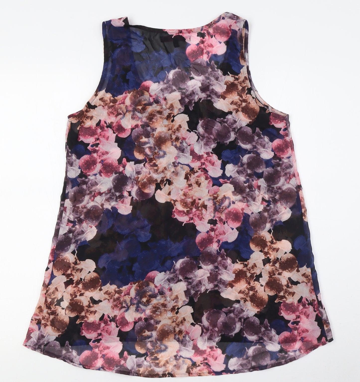 NEXT Womens Multicoloured Floral Nylon Basic Button-Up Size 10 Round Neck