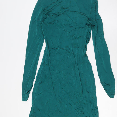 Great Plains Womens Green Viscose A-Line Size XS V-Neck Zip