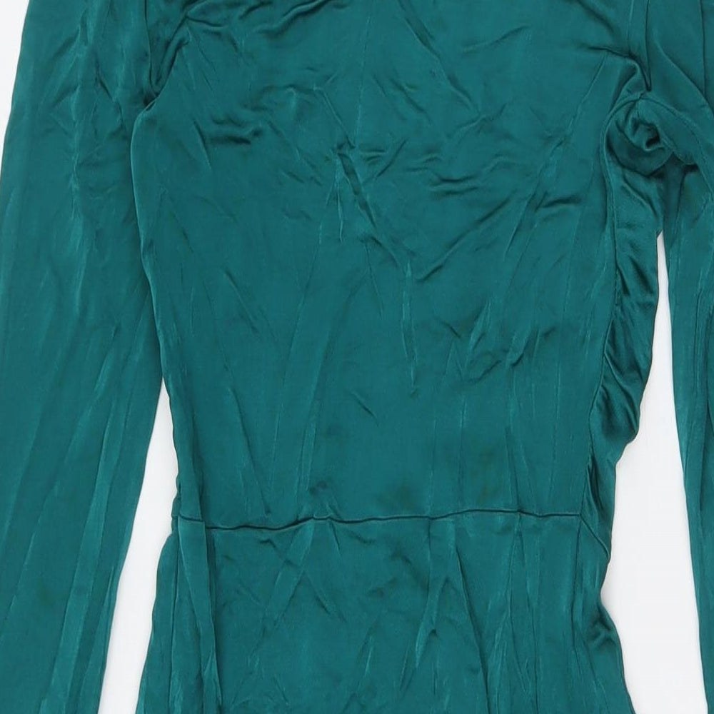 Great Plains Womens Green Viscose A-Line Size XS V-Neck Zip