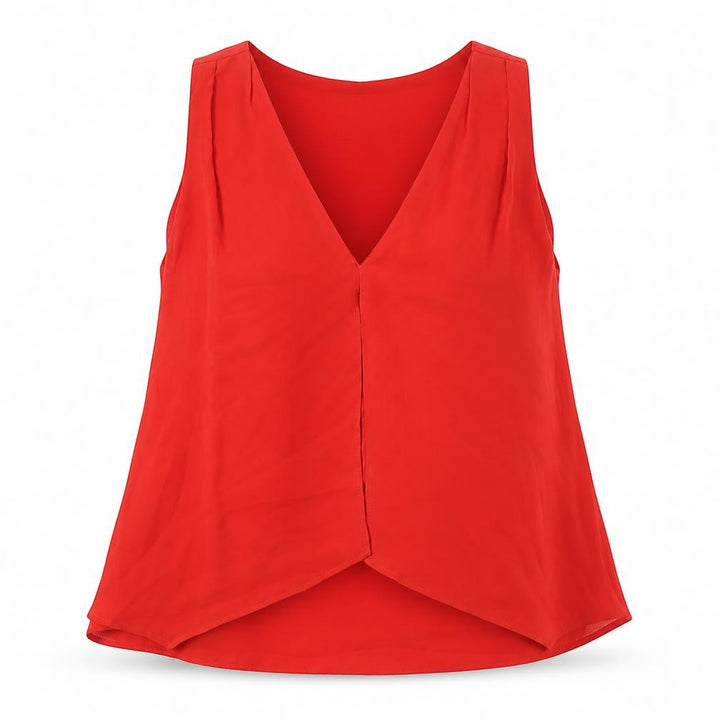 Mango Womens Orange Polyester Basic Button-Up Size S V-Neck - Layered