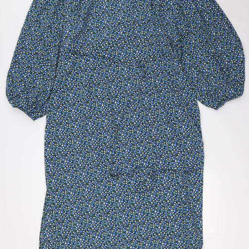 Glamourous Curve Womens Blue Floral Polyester Wrap Dress Size 24 V-Neck Tie