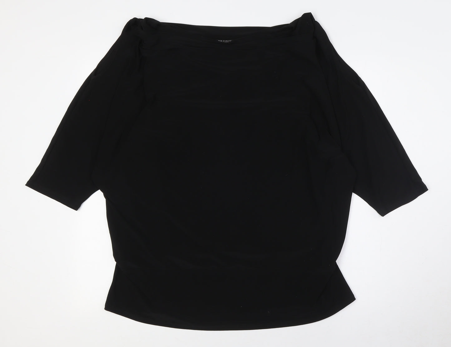 For Cynthia Womens Black Polyester Basic Button-Up Size XL Cowl Neck - Cold Shoulder