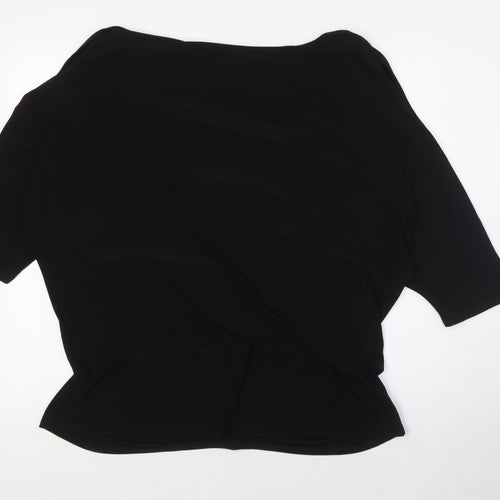 For Cynthia Womens Black Polyester Basic Button-Up Size XL Cowl Neck - Cold Shoulder