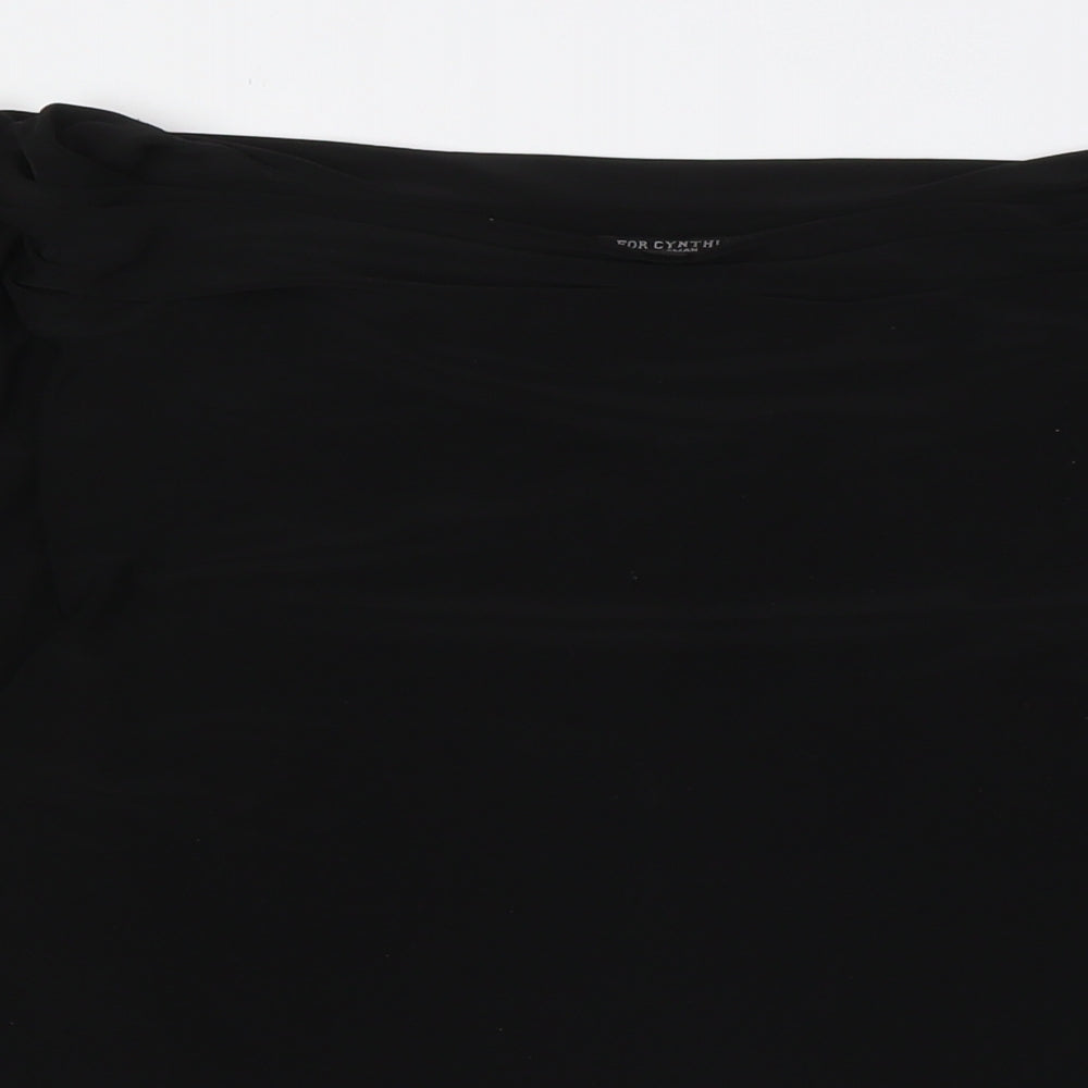 For Cynthia Womens Black Polyester Basic Button-Up Size XL Cowl Neck - Cold Shoulder