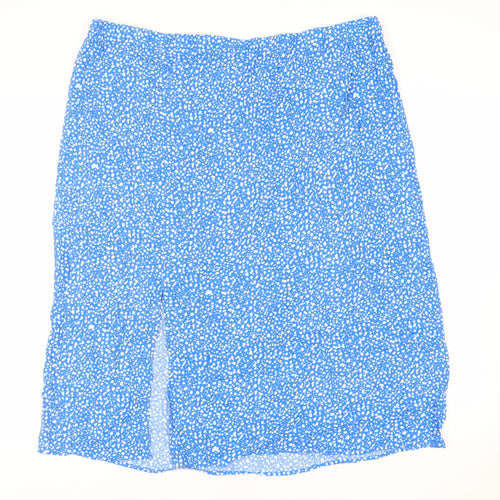 Marks and Spencer Womens Blue Animal Print Viscose A-Line Skirt Size 24 - Elasticated Waist