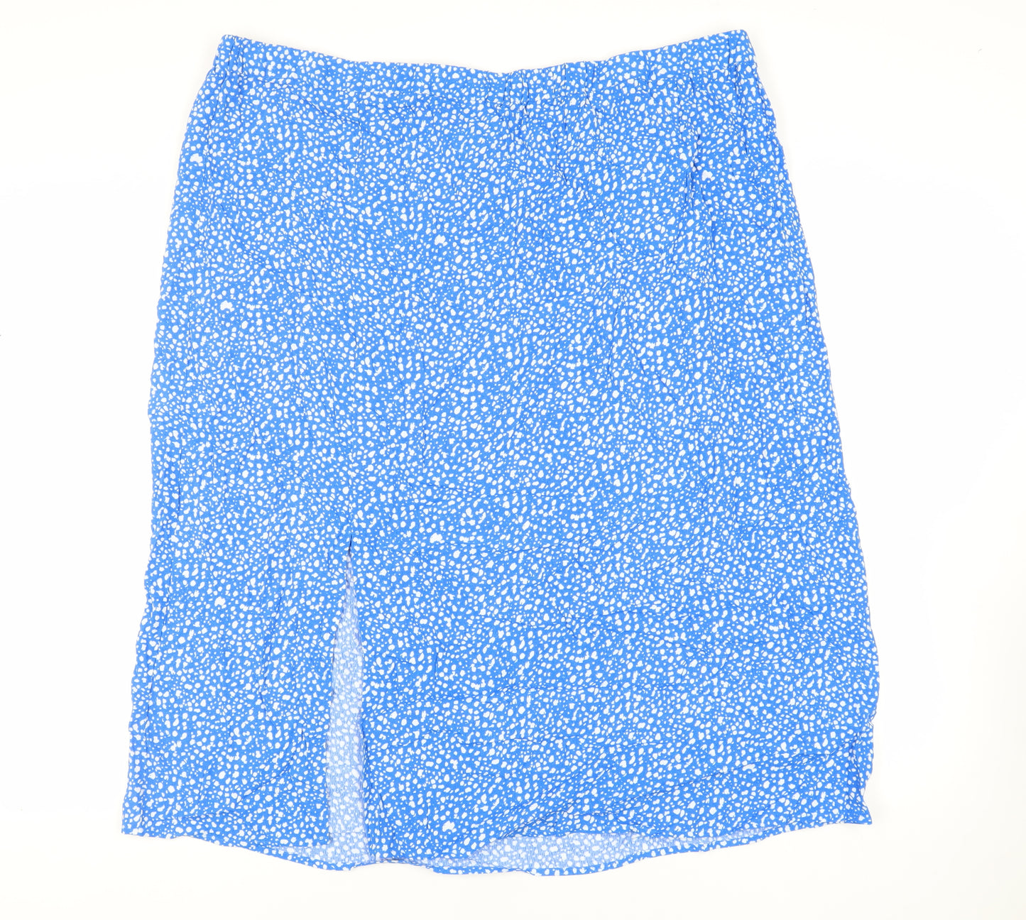 Marks and Spencer Womens Blue Animal Print Viscose A-Line Skirt Size 24 - Elasticated Waist
