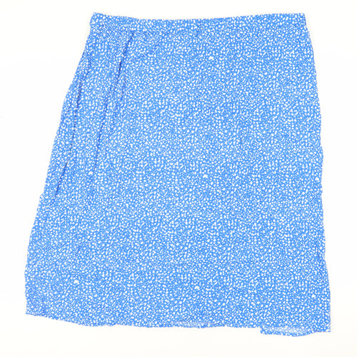 Marks and Spencer Womens Blue Animal Print Viscose A-Line Skirt Size 24 - Elasticated Waist
