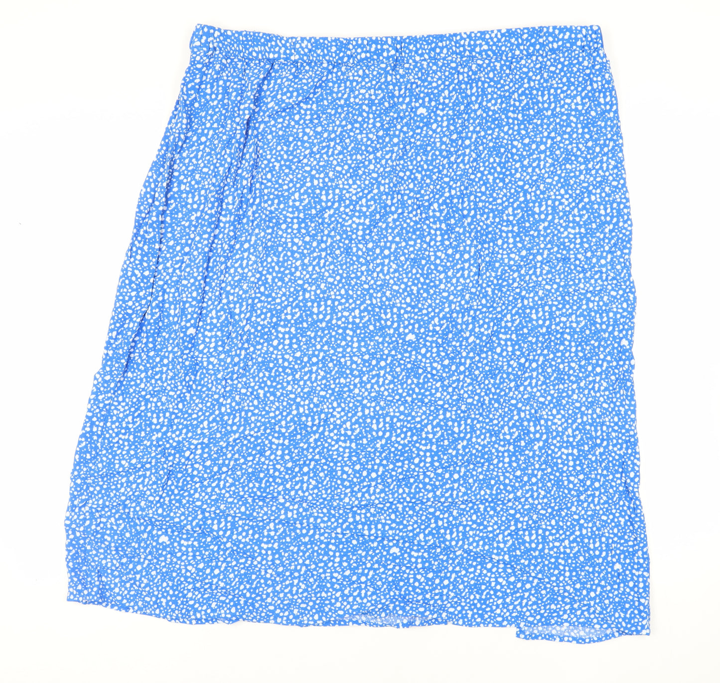 Marks and Spencer Womens Blue Animal Print Viscose A-Line Skirt Size 24 - Elasticated Waist