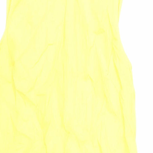Marks and Spencer Womens Yellow Linen Shift Size 10 Boat Neck Button