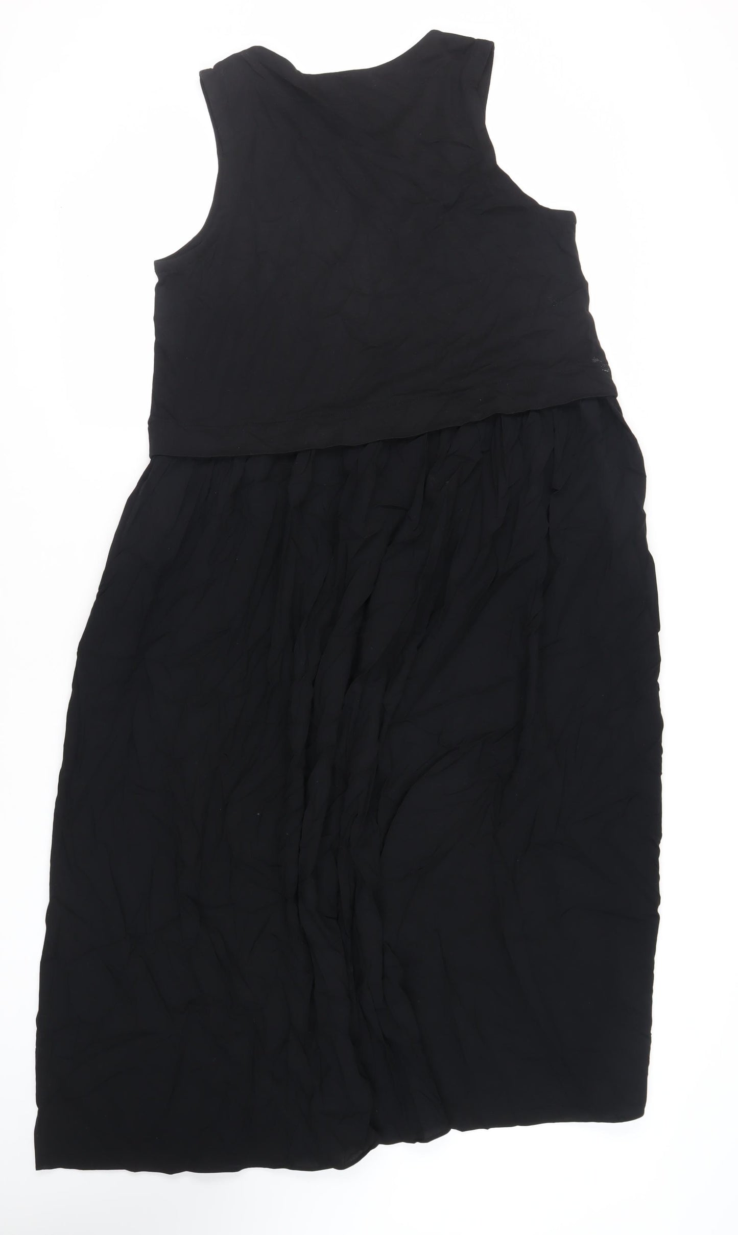 White Label Womens Black Modal Maxi Size 12 Round Neck Pullover
