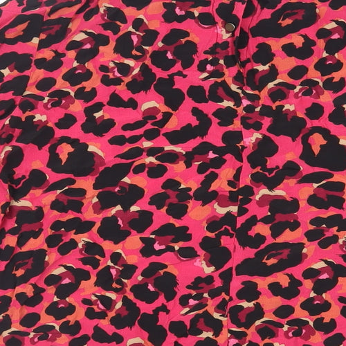 NEXT Womens Pink Animal Print Viscose Basic Blouse Size 10 Crew Neck