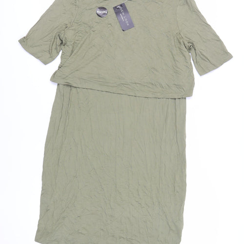 New Look Womens Green Viscose T-Shirt Dress Size 16 Round Neck Pullover - Maternity