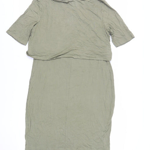 New Look Womens Green Viscose T-Shirt Dress Size 16 Round Neck Pullover - Maternity
