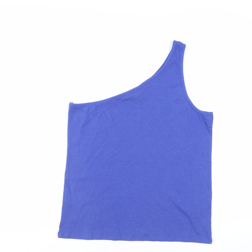 Marks and Spencer Womens Blue Cotton Basic Tank Size 20 One Shoulder - Ribbed