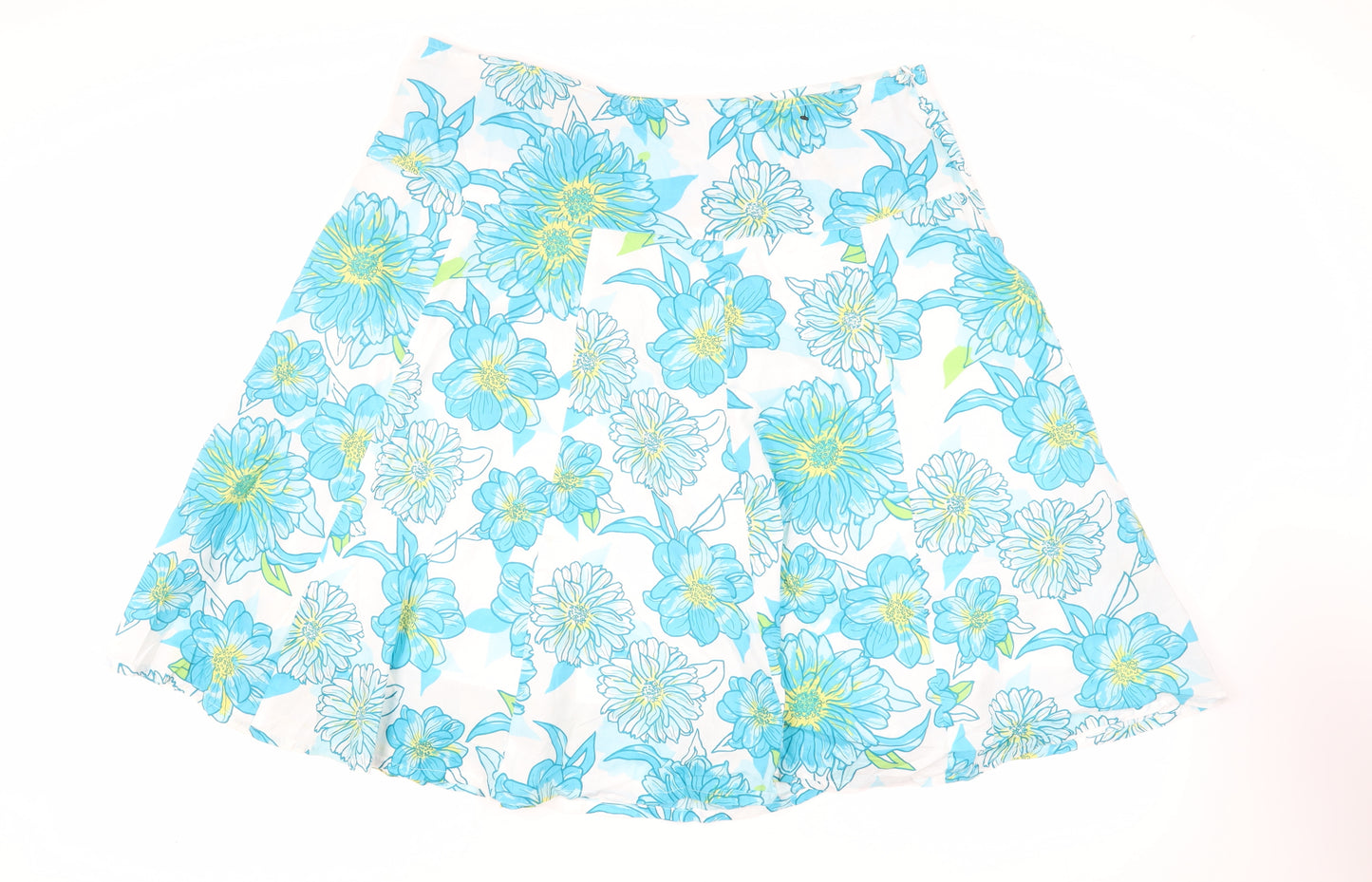 M&Co Womens Blue Floral Cotton Flare Skirt Size 20 Zip
